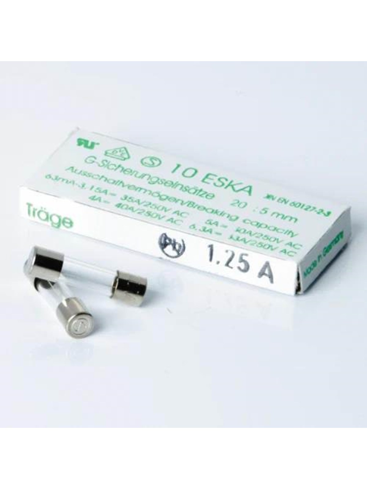 Nordic Quality Glass Fuse Slow 1.25A - 10 Pack