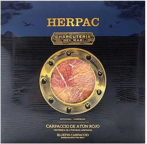 Herpac Carpaccio de ventresca de atún rojo ahumada .