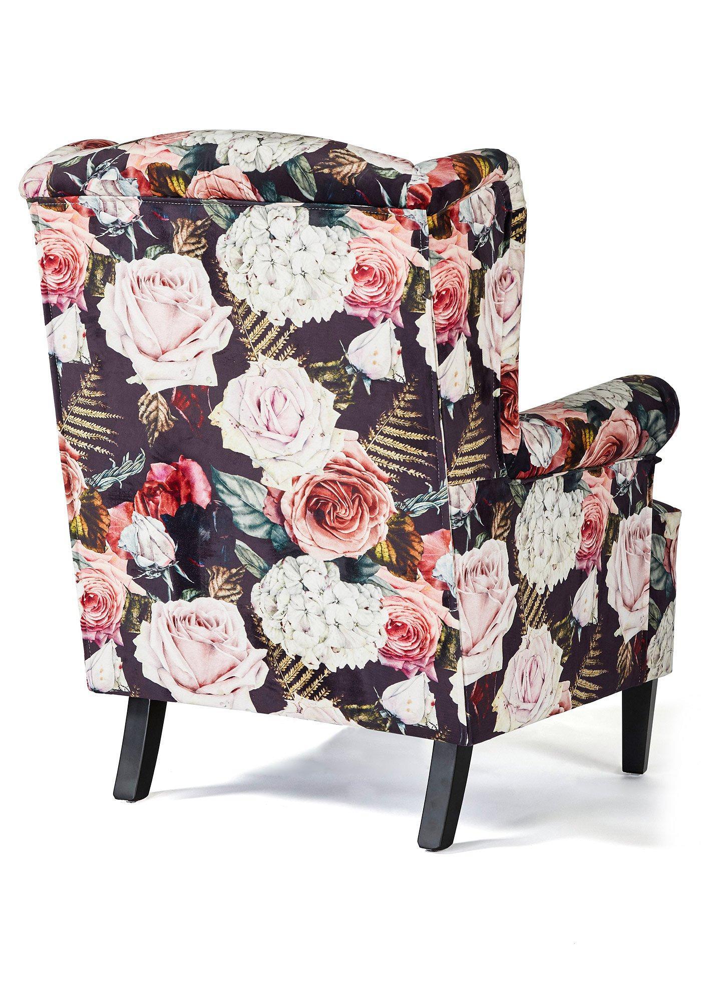 bonprix Ohrensessel mit Blumendruck, rosa, Gr.95x76 cm, Sitzgelegenheit mit Gemütlichkeit, Ohrensessel mit Blumenprint