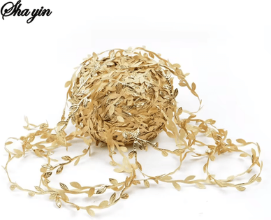 Inspire Picks 5 20M Gold Leaf Vine Garland Elegant Artificial Silk Leaf Decor For Weddings & DIY Crafts b 5m