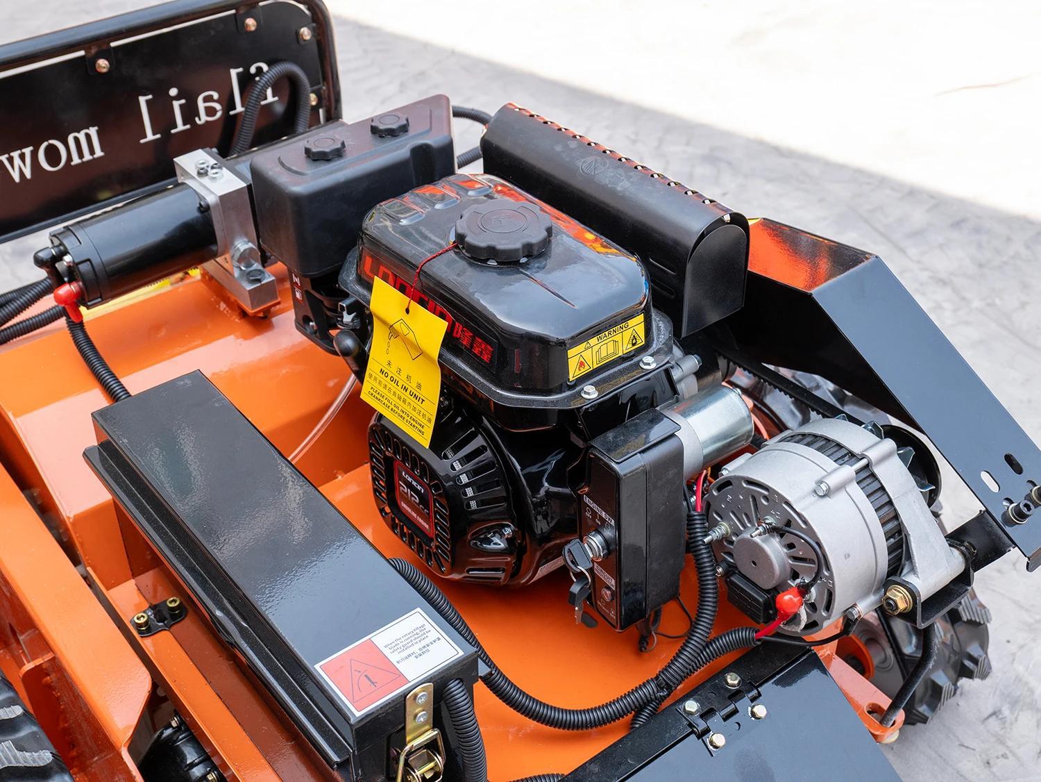 Funkgesteuerter Benzin Schlegelmäher - Profi Rasenmäher Buschmäher - 212cc 4-Takt Motor - 55 cm Schnittbreite - 0-6 km/h Fahrgeschwindigkeit - Elektrostart
