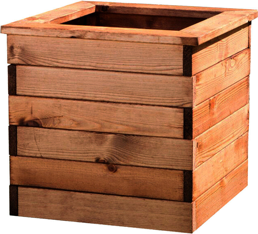 HORTICO Scandinavian Redwood Handcrafted Outdoor Planter Box Brown 39cm H x 47cm W x 47cm D