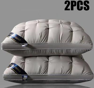 Handpicked Choices Luxury Hotel Quality Bed Pillows Soft Supportive Sleeping Pillows For Side Back And Stomach Sleepers 2pcs Gray