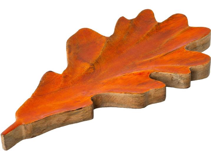 Dekoteller CREATIV DECO Weihnachtsdeko , braun, B:35cm H:2,5cm T:18cm, Holzwerkstoff, Dekoschalen, Dekoteller, im Buchen-Blatt-Design