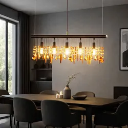 Hänge Leuchte Kristall Decken Lampe Bernstein Pendel Ess Zimmer Beleuchtung WOFI 7320.05.05.6000