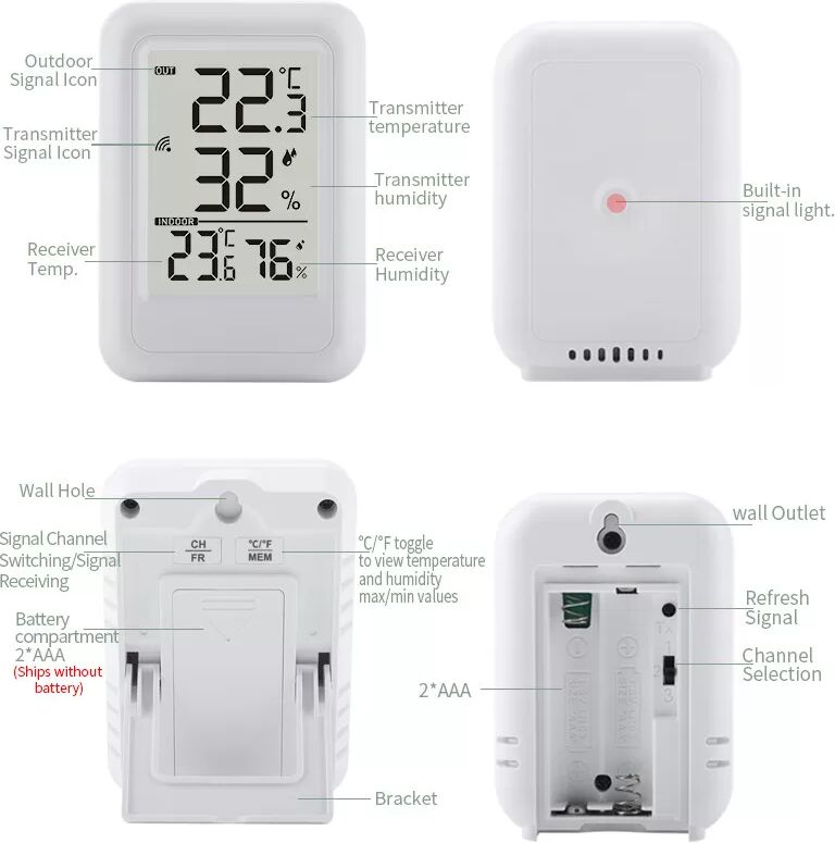INF Thermomètre hygromètre intérieur extérieur