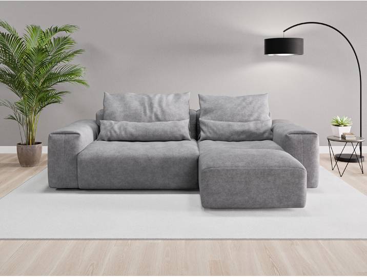 Ecksofa Denver Nr. 1 rechts - Grau (Dunkelgrau) - Cordstoff