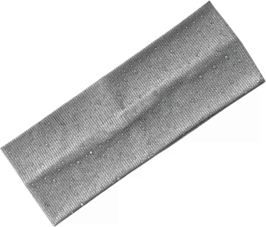 INF Lot de 2 Bandeaux de Sport Élastiques avec Strass - Gris Argenté, Large Bandeau de Yoga