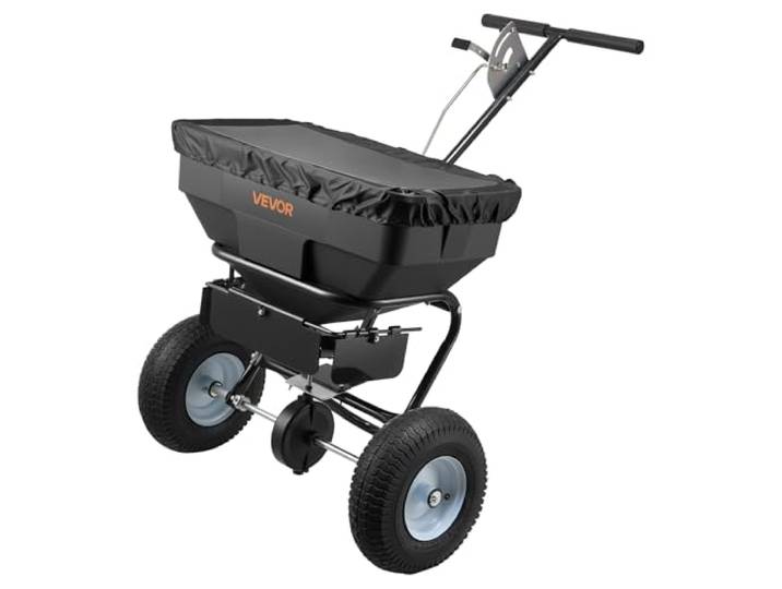 VEVOR Épandeur Engrais Capacité 59 kg Épandeur à Semence Largeur d'Épandage 0-3\,66 m Semoir à Pousser pour Graines\, Sel de Déneigement\, Semer Jardinage\, Pelouse\, Gazon\, avec Roues Pneumatiques 33 cm