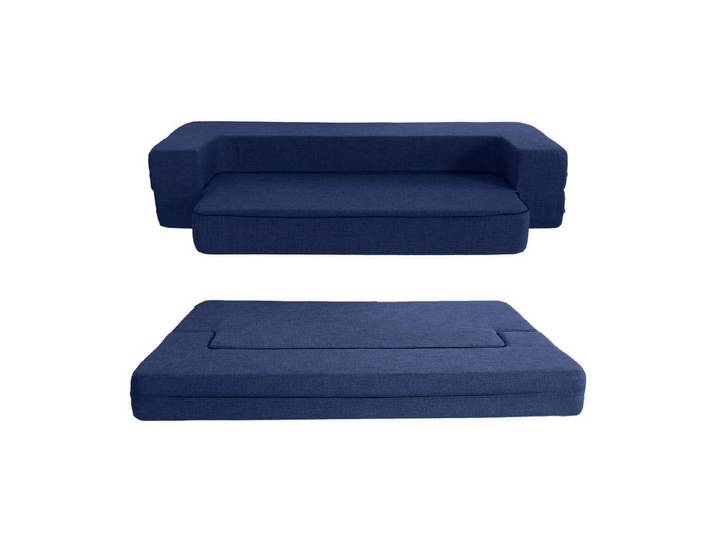 LuxusKollektion Schlafsofa Boden Doppelsofa Faltbar 2in1 Faltmatratze Memory Dunkelblau Full