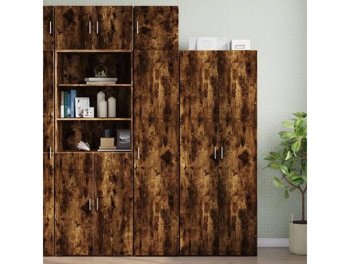 NEW 2026  Haut Armoire Classique Armoire de rangement pour salon mince chêne fumé 40x42 5x225 cm L4151