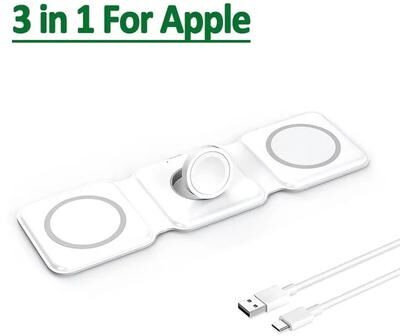 Uplifted Finds Universal 3 in 1 Magnetic Wireless Charging Pad   Ultra Portable Fast Charging Dock For IPhone 17 & Apple Watch white Usb To C