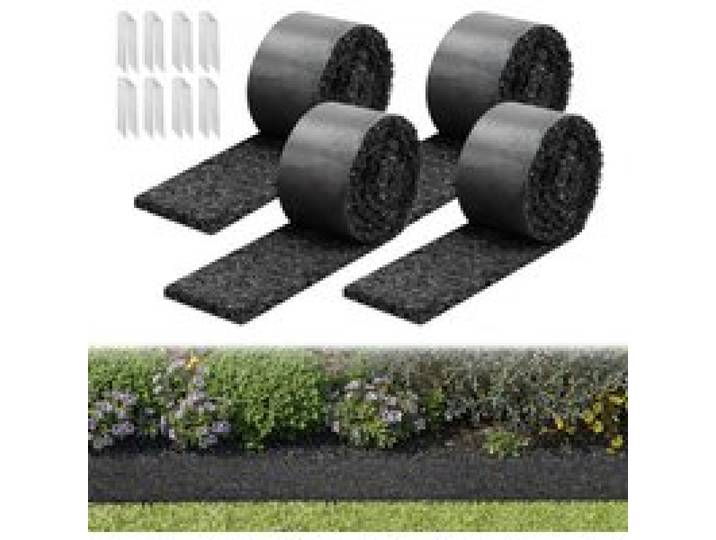 VEVOR Rouleau de Paillis en Caoutchouc 305x11,5 cm Tapis Paillis Caoutchouc 4 PCS pour Aménagement Paysager Allée Bordure Jardin Plantes Légumes Fleurs, Découpable Aspect Naturel Anti Mauvaises Herbes