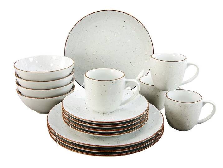 creaTable Kombiservice Vintage Nature Weiss (16-tlg), 4 Personen, Porzellan
