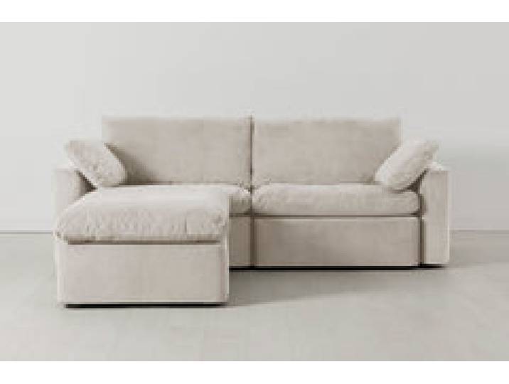 Model 13 Dreisitzer-Sofa mit Chaiselongue links, Kreideweiß