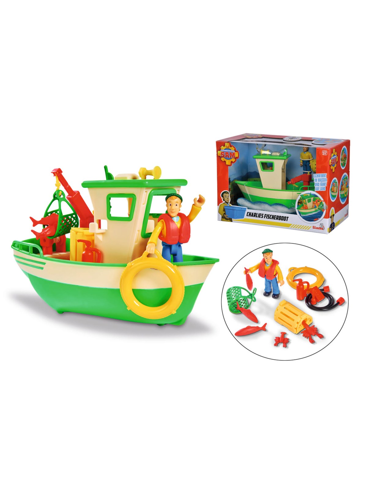 Simba Sam Charlies Fishing Boat and Figurine