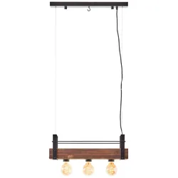 BRILLIANT Lampe , Bankwood Pendelleuchte 3flg schwarz stahl/holz , 3x A60 , E27 , 28W , Holz aus nachhaltiger Waldwirtschaft (FSC)