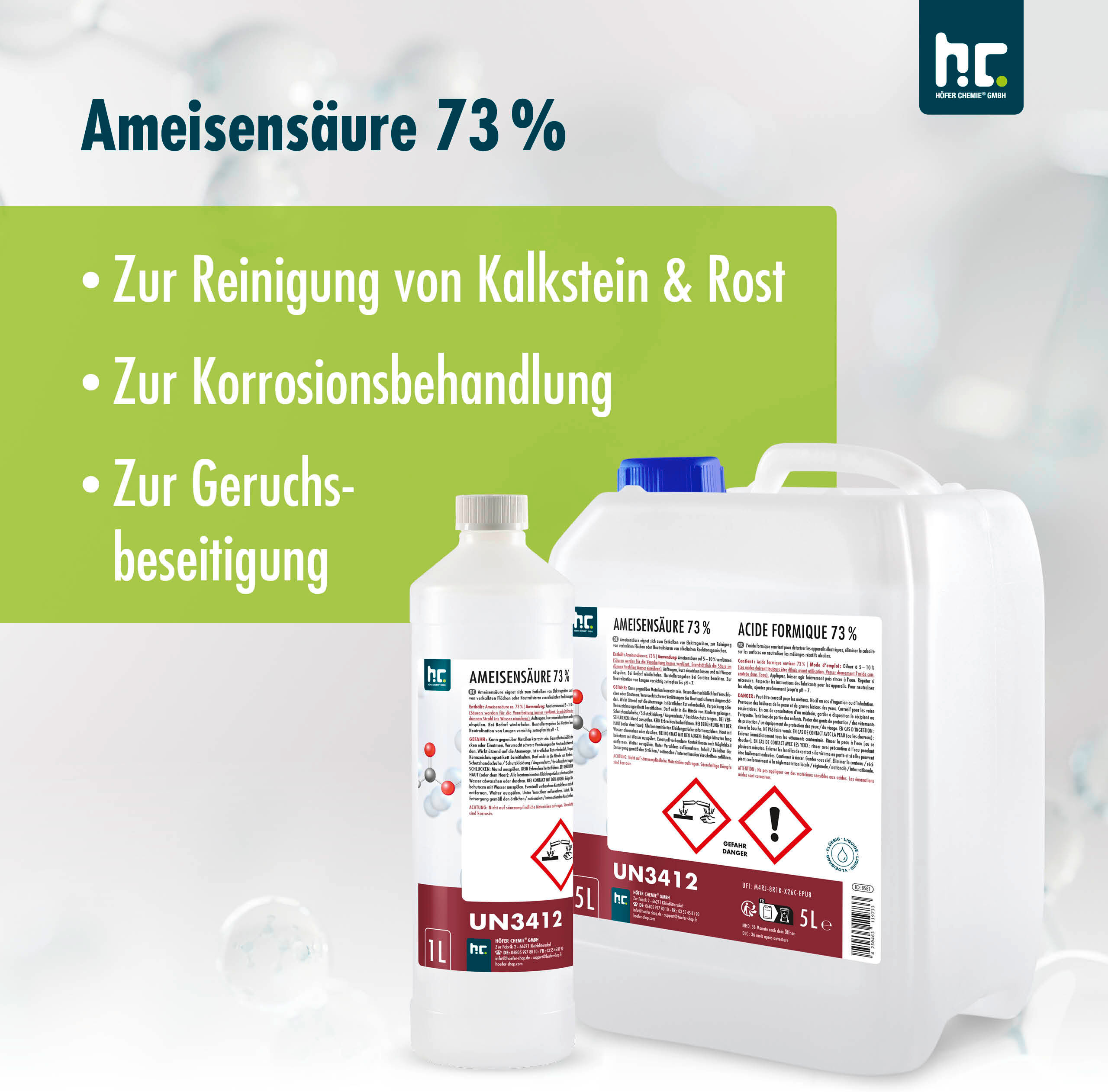 Höfer Chemie GmbH 15x 1 L  Acide formique 73 % qualité technique
