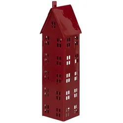 HOME STORY Laterne Haus   ¦ rot ¦ Aluminium ¦ Maße (cm): B: 9,5 H: 34 T: 10.0