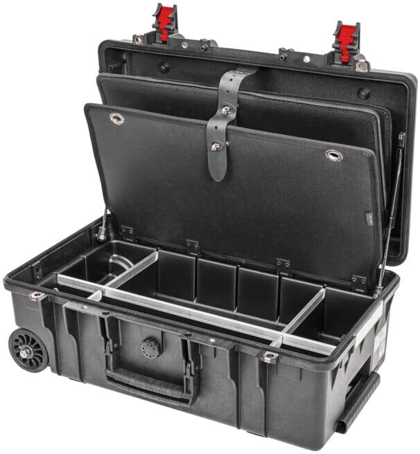 Valise à outils STIER Premium avec roulettes et poignée télescopique, apte au transport aérien, vide (906541)