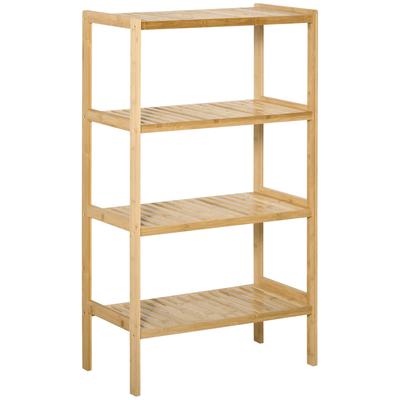 STILVORA Regal Bambus Natur 112x62x33 cm mit 4 Ablagen, kombinierbares Standregal für Küche Bad Balkon, pflegeleicht und stabil bis 40 kg