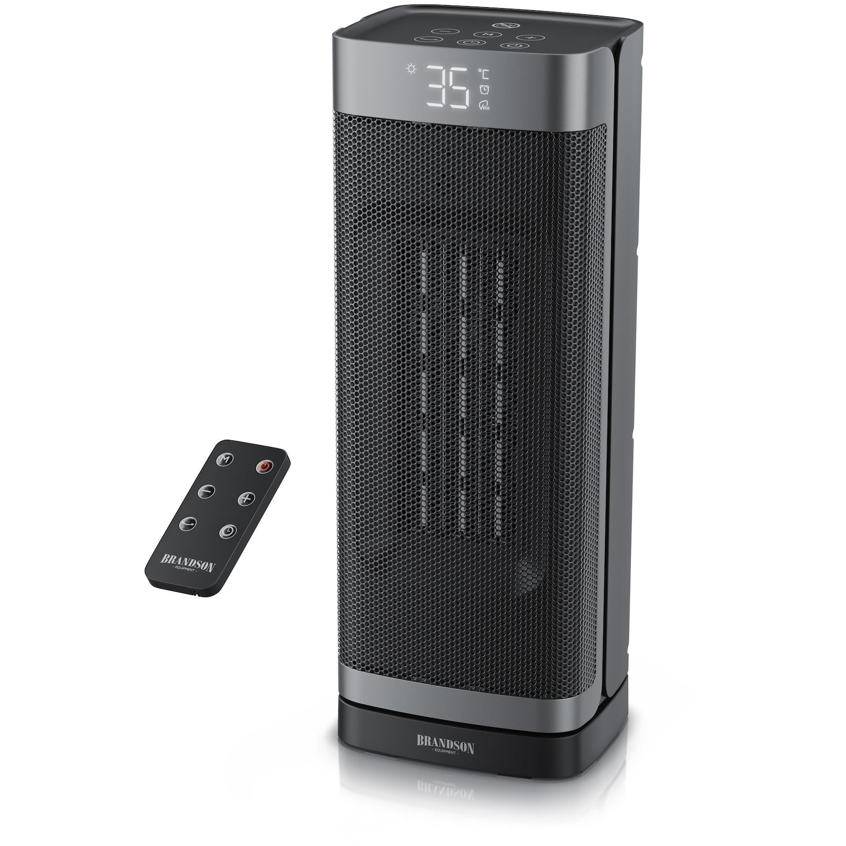 Brandson Keramikheizlüfter 2000 W, Fernbedienung, ECO-Modus, Thermostat, Timer und 70°-Oszillation, schwarz matt