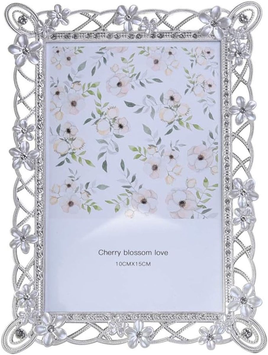 Fotolijst Zilver - Decoratieve lijst met vintage ontwerp - 4x6 inch - Muurdecoratie