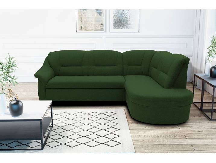 Ecksofa, 232x176 cm, Polyester, Grün, Mit Bettfunktion & Ottomane, Klassisch, Domo-collection