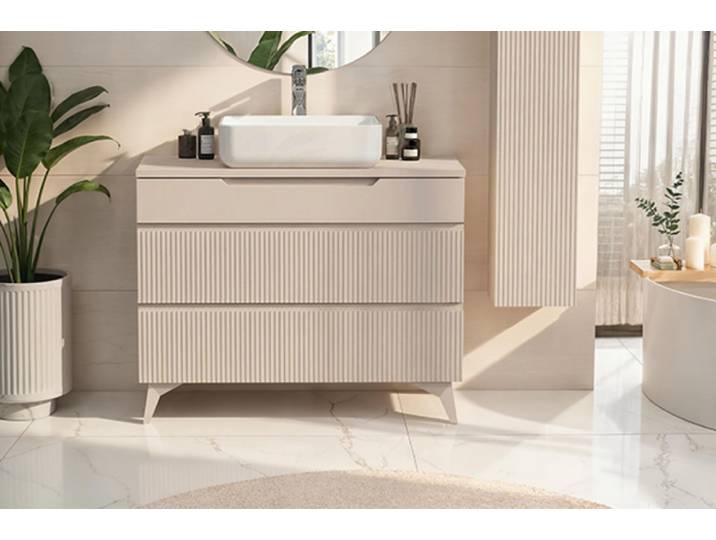 Meuble salle de bain 3 tiroirs Rio salle de bain Beige - Basika
