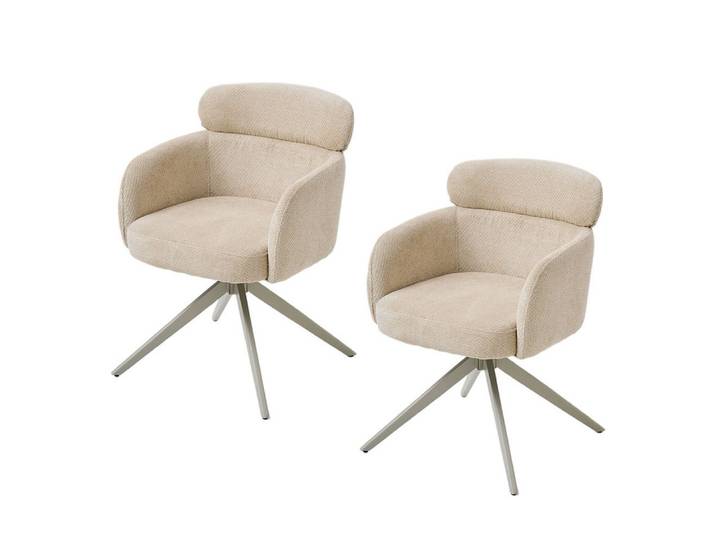 PPkrimnel Drehstuhl Ergonomischer Chenille-Schalenstuhl mit Armlehnen (2 St), 360° drehbarer Polstersessel für Esszimmer & Wohnzimmer