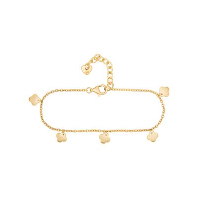 Armband CAÏ "925 Sterling Silber gelb vergoldet Anhänger Clover Kleeblatt", gelb, Armbänder, Damen, 15+3cm, Silber 925 (Sterlingsilber), glänzend, Armband