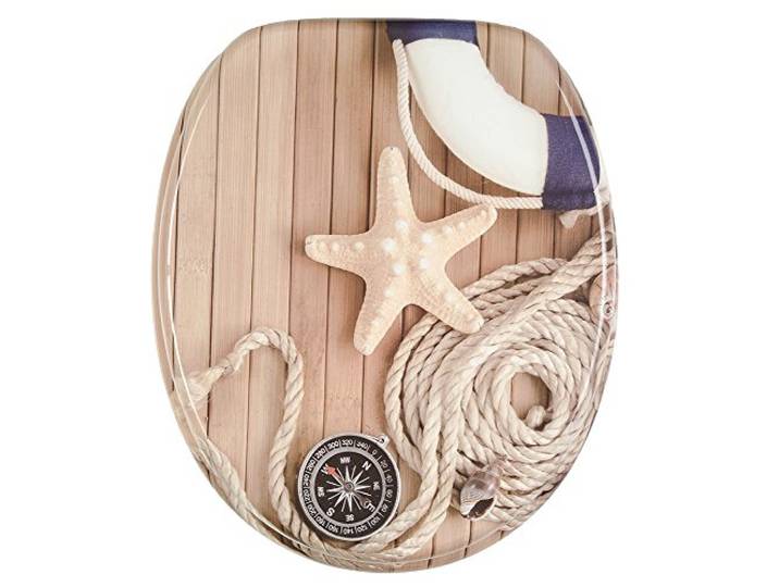 Sanilo WC Sitz ohne Absenkautomatik, einfache Montage, aus Holz, Maritime Toilettendeckel, hochwertige Oberfläche und stabile Scharniere, inkl. Montagematerial und Videoanleitung