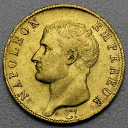 Goldmünze 40 Francs "Napoleon I." ohne Kranz (Frankreich)