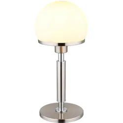 Tischlampe Wohnzimmer Tischleuchte Nachttischlampe Pilz Design Nickel matt, Metall Glas, 1x E27 Fassung, DxH 18x40 cm