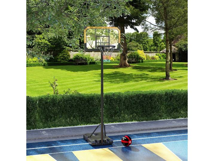 SPORTNOW Panier Basket Réglable 235-264cm Base Lestée Roulettes Noir