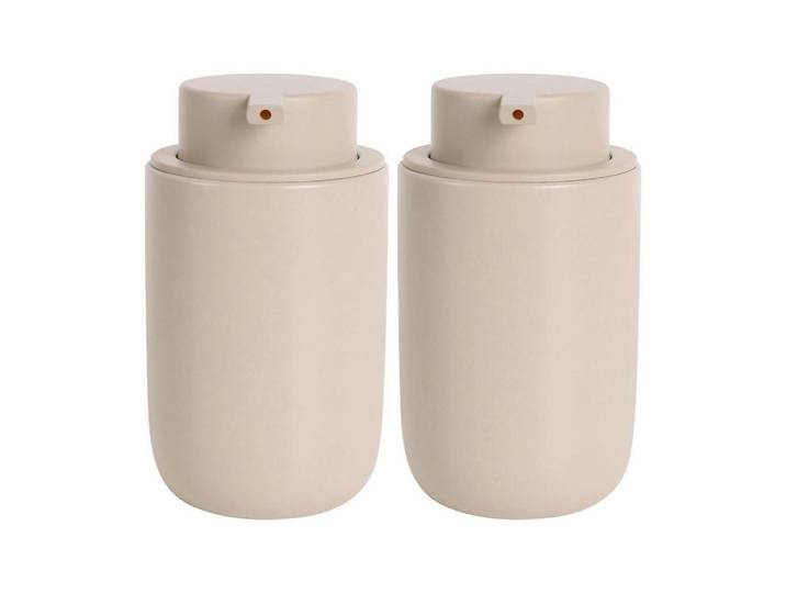 Seifenspender Keramik Khaki 350 ml, Beige, 8x14x8 cm, Badaccessoires, Seifenspender