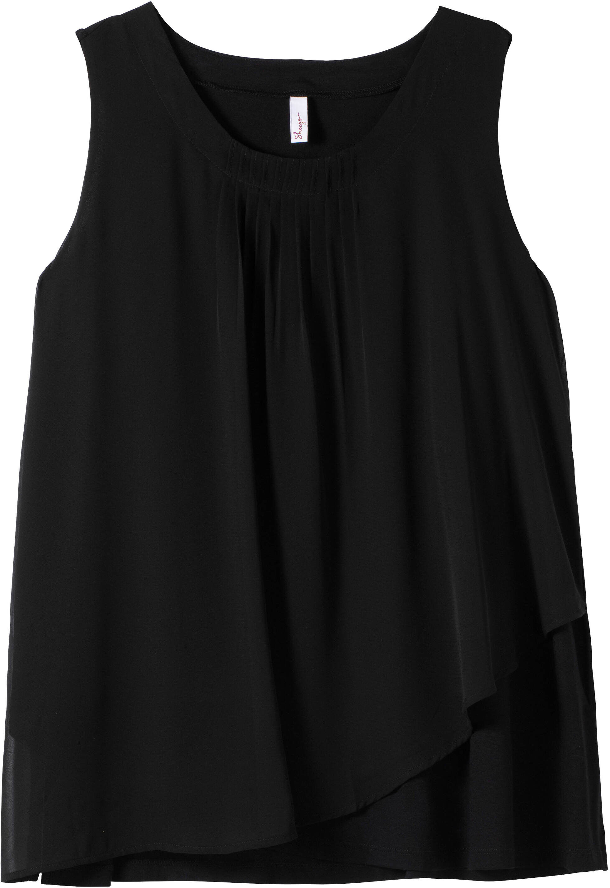 Shirttop SHEEGO "Longtop 2-in-1-Top aus Chiffon und Jersey", Damen, Gr. 44, schwarz, Chiffon, Jersey, , Modisch, Rundhals, Tops Shirttop