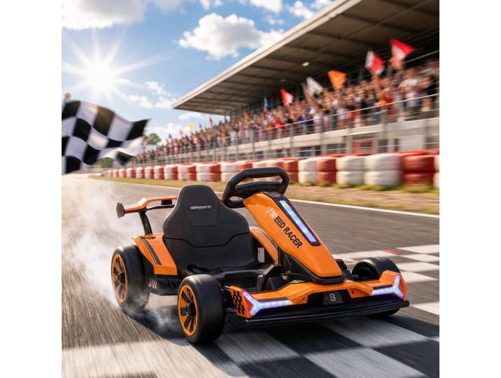 AIYAPLAY Kart Électrique Enfant 12V Siège Réglable Orange