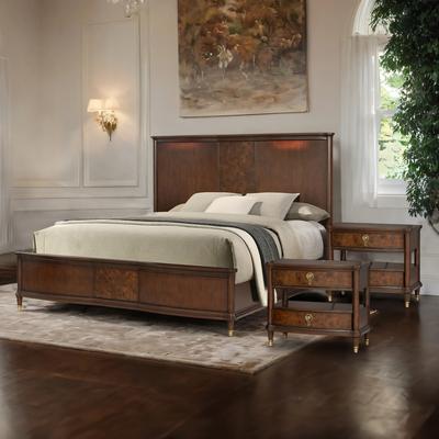Furniture of America Prylen Modern Dark Cherry 3-Piece Solid Wood Bedroom Set with LED Reading Lights