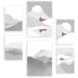 POSTER Set Mit 6 Naturtöne In Kulissen Abstracts Ästhetische Dekorative Gemälde Für Ihr Wohnzimmer, Schlafzimmer, Zuhause A3 & A4 Rahmenlos