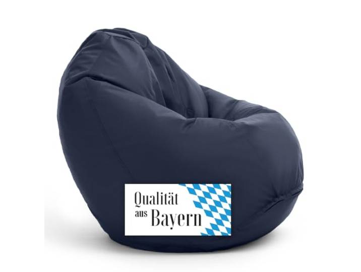 Bruni Sitzsack Classico M in Blaugrau – Sitzsack mit Innensack zum Zocken & Lesen, Abnehmbarer Bezug, lebensmittelechte EPS-Perlen als Bean-Bag-Füllung, aus Deutschland