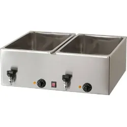 Bain Marie - AMITEK BM216R - 230 V - 1000 + 1000W Leistung - 2 Wannen mit Wasserhahn