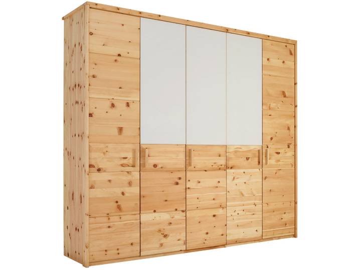 Valnatura Drehtürenschrank, Weiss, Zirbelkieferfarben, Holz, Glas, Zirbe,Zirbe,Zirbe,Zirbe, massiv,massiv,massiv, 6 Fächer, 249x225x61 cm, Beimöbel erhältlich, umfangreiches Zubehör erhältlich, In verschiedenen Grössen erhältlich, individuelle Frontgestaltung, Schlafzimmer, Komplette Schlafzimmer und Serien, Schlafzimmerserie