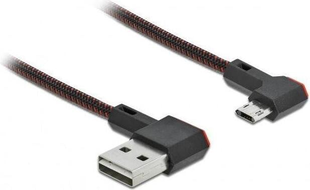 Delock EASY-USB 2.0 kabel, Type-A naar Micro-B, rechte hoek, zwart, 1 meter