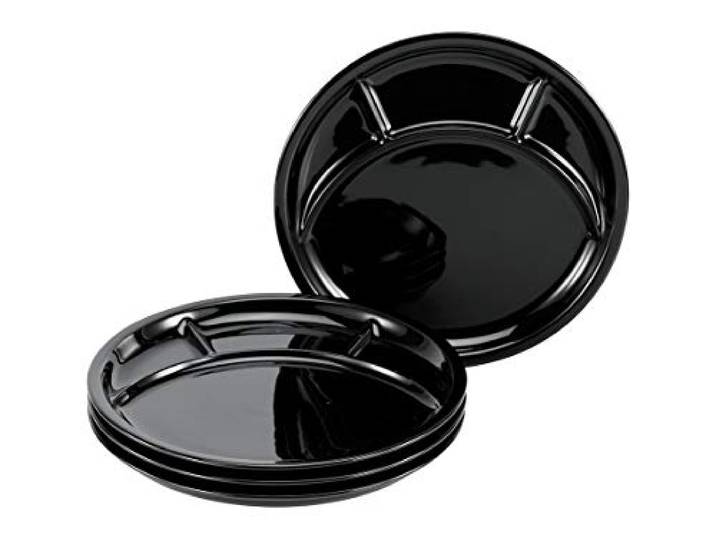 Creatable, 22921, Serie Fondue und Grill-Teller UNIVERSAL Schwarz, 4-teiliges Geschirrset, Fondueteller aus Porzellan, spülmaschinen- und mikrowellengeeignet, Made in Europe