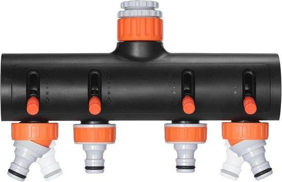 Waterverdeler 4-weg met regelbare waterstroom voor tuinirrigatie en huishoudelijk gebruik