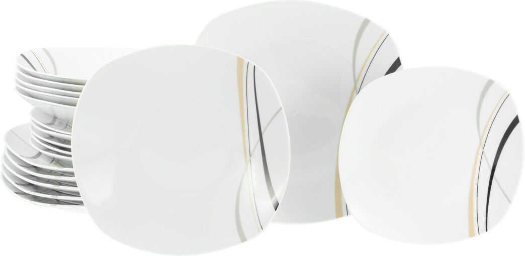 Creatable Square Porcelain China Dinnerware Set 18 Piece - Service for 6 Beige;Grey;White;Black 18