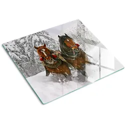 GLASPLATTE 60x52 cm Schlittenfahrt