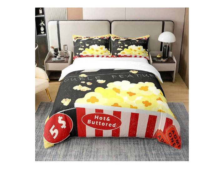 LuxusKollektion Kinderbettwäsche Bettwäsche Popcorn Kino Design 155x220cm