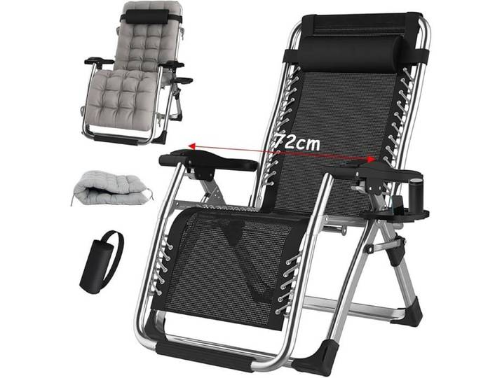 Chaise Longue Jardin-Exterieur Transat De Plage Fauteuil-Chaises Bains de Soleil Relax DéTente Air avec Repose-Charge 200 kg 72cm